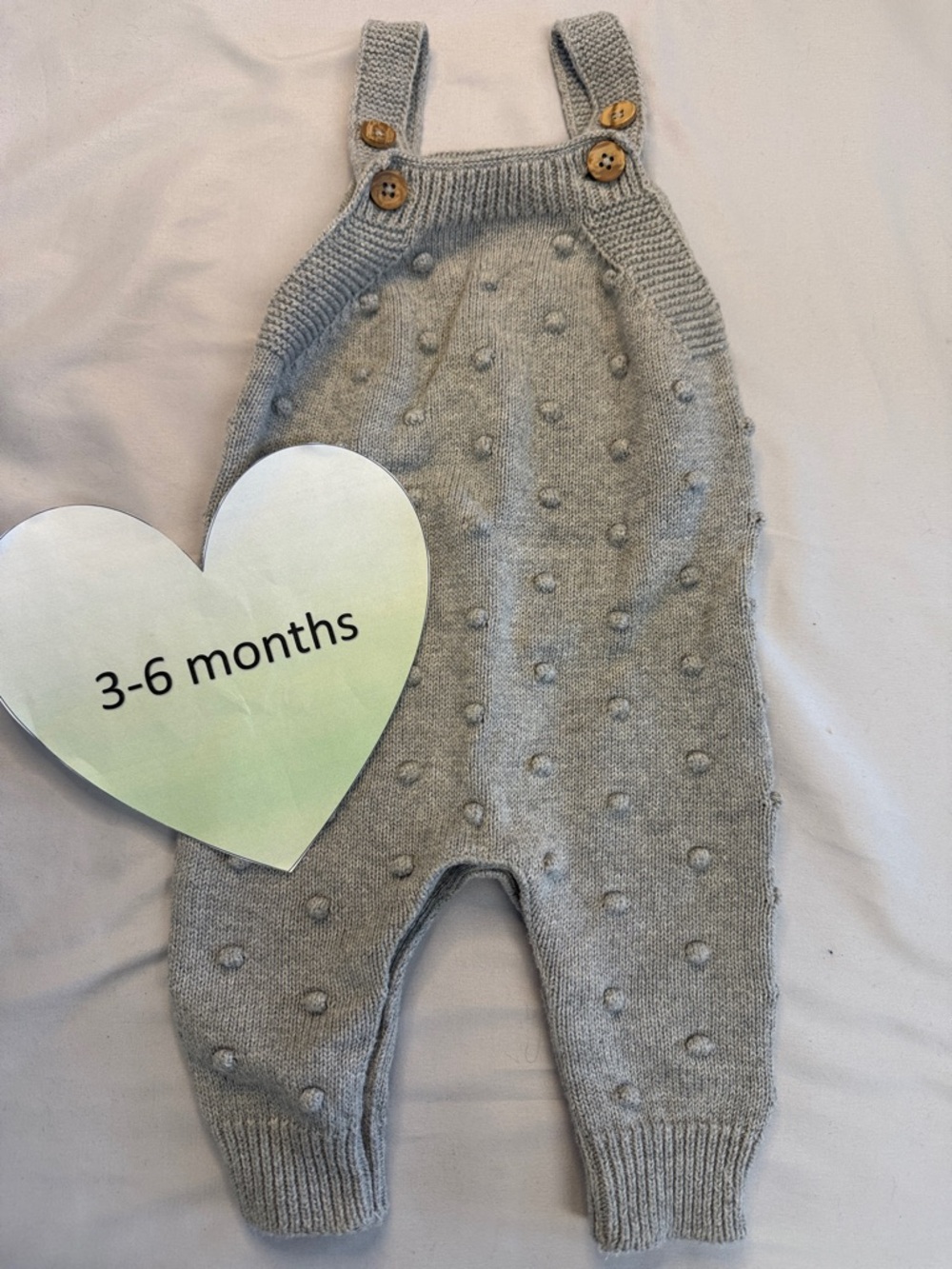 RISE Little Earthling - 3-6M - Grey Knit Overalls/Coveralls for Kids